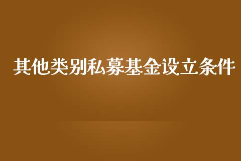 其他类别私募基金设立条件_https://www.lansai.wang_基金理财_第1张