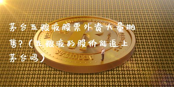 茅台五粮液股票外资大量抛售?（五粮液的股价能追上茅台吗）_https://www.lansai.wang_股票问答_第1张