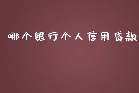 哪个银行个人信用贷款_https://www.lansai.wang_股票知识_第1张