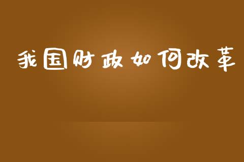 我国财政如何改革_https://www.lansai.wang_期货资讯_第1张