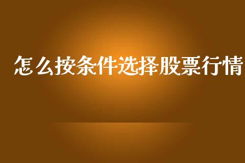 怎么按条件选择股票行情_https://www.lansai.wang_股票知识_第1张
