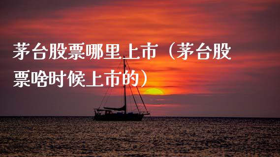 茅台股票哪里上市（茅台股票啥时候上市的）_https://www.lansai.wang_股票知识_第1张