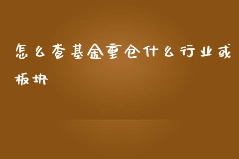 怎么查基金重仓什么行业或板块_https://www.lansai.wang_股票问答_第1张