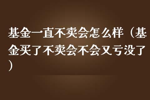 基金一直不卖会怎么样（基金买了不卖会不会又亏没了）_https://www.lansai.wang_基金理财_第1张