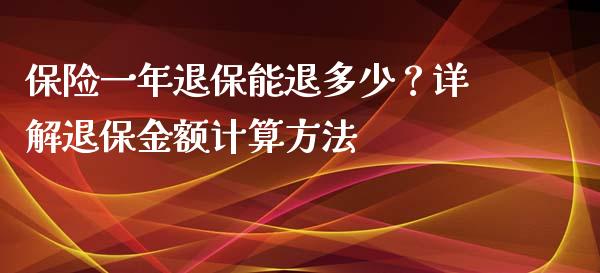 保险一年退保能退多少？详解退保金额计算方法_https://www.lansai.wang_期货行情_第1张
