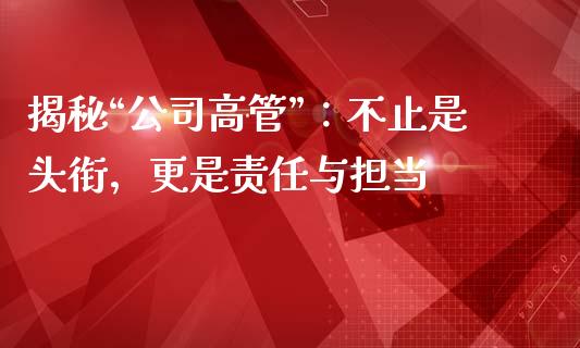 揭秘“公司高管”：不止是头衔，更是责任与担当_https://www.lansai.wang_恒生指数_第1张