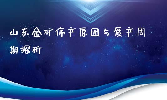 山东金矿停产原因与复产周期探析_https://www.lansai.wang_期货资讯_第1张