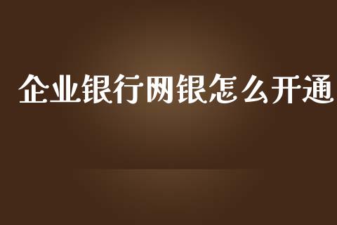 企业银行网银怎么开通_https://www.lansai.wang_期货品种_第1张