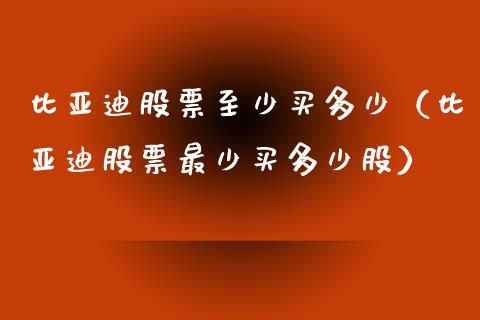比亚迪股票至少买多少（比亚迪股票最少买多少股）_https://www.lansai.wang_股票知识_第1张