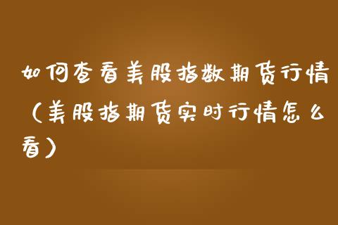 如何查看美股指数期货行情（美股指期货实时行情怎么看）_https://www.lansai.wang_期货行情_第1张