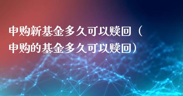 申购新基金多久可以赎回（申购的基金多久可以赎回）_https://www.lansai.wang_基金理财_第1张