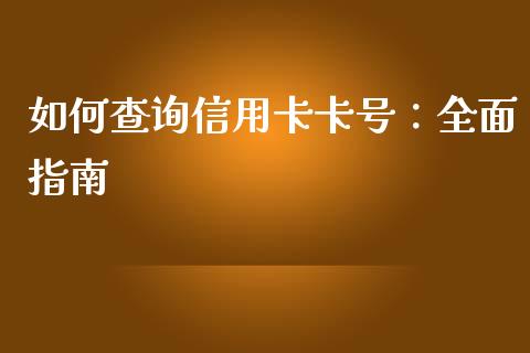 如何查询信用卡卡号：全面指南_https://www.lansai.wang_恒生指数_第1张