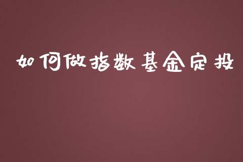 如何做指数基金定投_https://www.lansai.wang_基金理财_第1张
