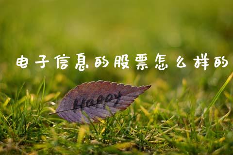 电子信息的股票怎么样的_https://www.lansai.wang_期货资讯_第1张