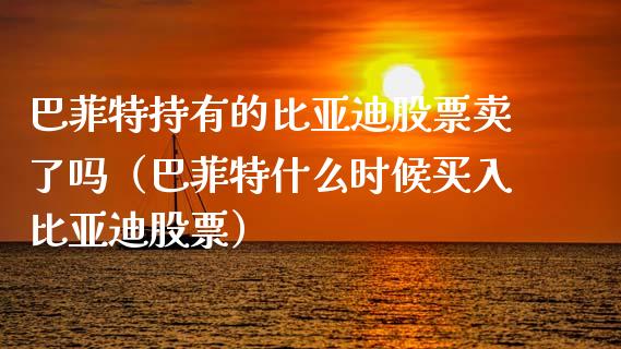 巴菲特持有的比亚迪股票卖了吗（巴菲特什么时候买入比亚迪股票）_https://www.lansai.wang_股票问答_第1张
