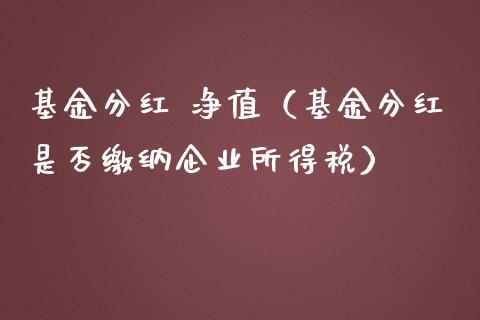 基金分红 净值（基金分红是否缴纳企业所得税）_https://www.lansai.wang_基金理财_第1张
