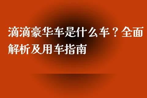滴滴豪华车是什么车？全面解析及用车指南_https://www.lansai.wang_股指期货_第1张