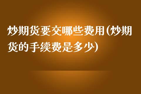 炒期货要交哪些费用(炒期货的手续费是多少)_https://www.lansai.wang_期货行情_第1张