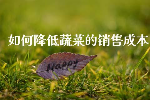 如何降低蔬菜的销售成本_https://www.lansai.wang_期货资讯_第1张