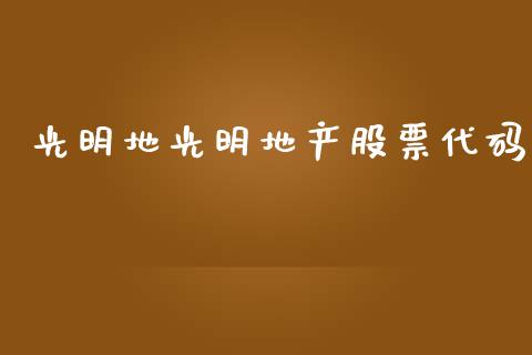 光明地光明地产股票代码_https://www.lansai.wang_期货行情_第1张