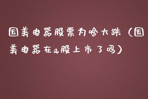 国美电器股票为啥大跌（国美电器在a股上市了吗）_https://www.lansai.wang_股票知识_第1张
