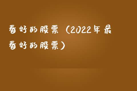 看好的股票（2022年最看好的股票）_https://www.lansai.wang_股票问答_第1张