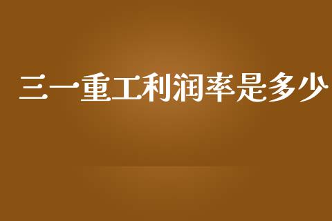 三一重工利润率是多少_https://www.lansai.wang_股票知识_第1张