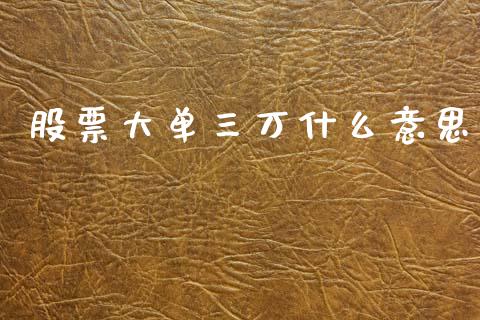 股票大单三万什么意思_https://www.lansai.wang_期货行情_第1张
