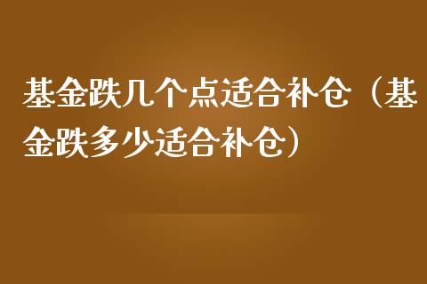 基金跌几个点适合补仓（基金跌多少适合补仓）_https://www.lansai.wang_基金理财_第1张