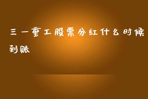 三一重工股票分红什么时候到账_https://www.lansai.wang_股票问答_第1张