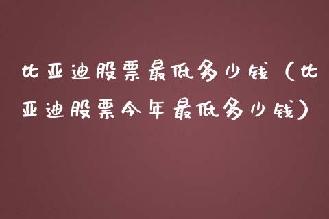 比亚迪股票最低多少钱（比亚迪股票今年最低多少钱）_https://www.lansai.wang_股票问答_第1张