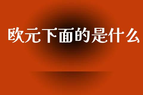 欧元下面的是什么_https://www.lansai.wang_股指期货_第1张