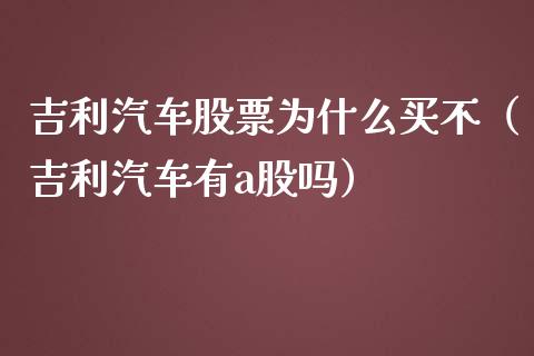 吉利汽车股票为什么买不（吉利汽车有a股吗）_https://www.lansai.wang_股票知识_第1张