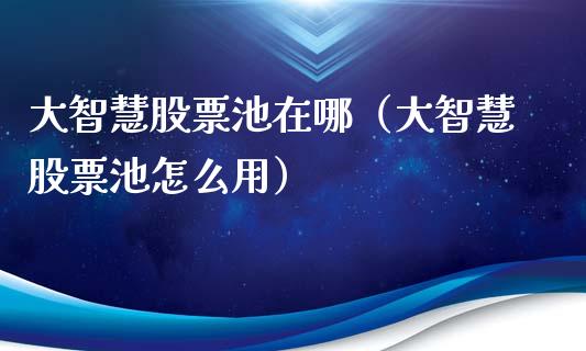 大智慧股票池在哪（大智慧股票池怎么用）_https://www.lansai.wang_股票问答_第1张
