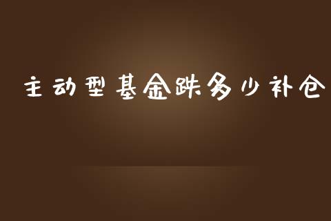 主动型基金跌多少补仓_https://www.lansai.wang_基金理财_第1张