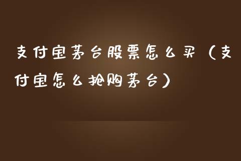 支付宝茅台股票怎么买（支付宝怎么抢购茅台）_https://www.lansai.wang_股票问答_第1张