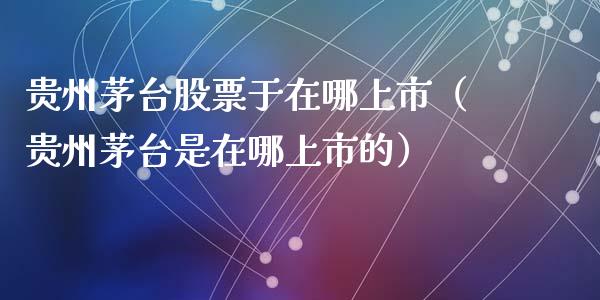 贵州茅台股票于在哪上市（贵州茅台是在哪上市的）_https://www.lansai.wang_股票知识_第1张