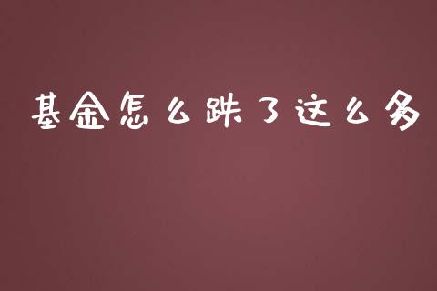 基金怎么跌了这么多_https://www.lansai.wang_基金理财_第1张