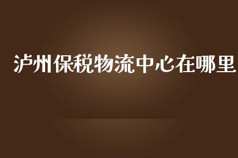 泸州保税物流中心在哪里_https://www.lansai.wang_股票问答_第1张