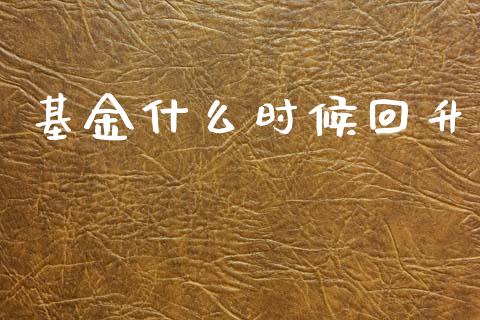 基金什么时候回升_https://www.lansai.wang_理财百科_第1张