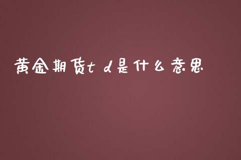 黄金期货t d是什么意思_https://www.lansai.wang_期货学院_第1张