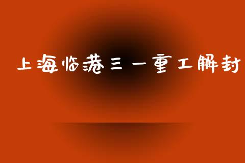 上海临港三一重工解封_https://www.lansai.wang_股票问答_第1张