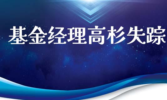 基金经理高杉失踪_https://www.lansai.wang_基金理财_第1张
