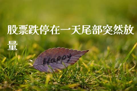 股票跌停在一天尾部突然放量_https://www.lansai.wang_期货行情_第1张