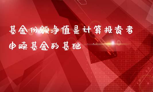 基金份额净值是计算投资者申赎基金的基础_https://www.lansai.wang_基金理财_第1张