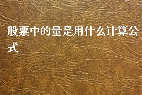 股票中的量是用什么计算公式_https://www.lansai.wang_基金理财_第1张