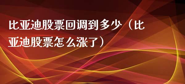 比亚迪股票回调到多少（比亚迪股票怎么涨了）_https://www.lansai.wang_股票知识_第1张