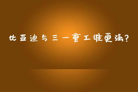 比亚迪与三一重工谁更强?_https://www.lansai.wang_股票知识_第1张