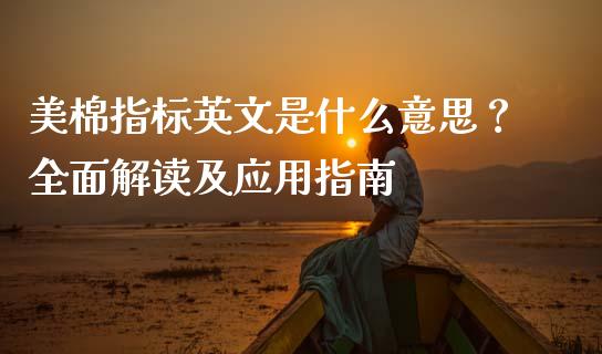 美棉指标英文是什么意思？全面解读及应用指南_https://www.lansai.wang_理财百科_第1张
