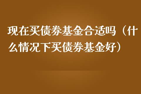 现在买债券基金合适吗（什么情况下买债券基金好）_https://www.lansai.wang_基金理财_第1张